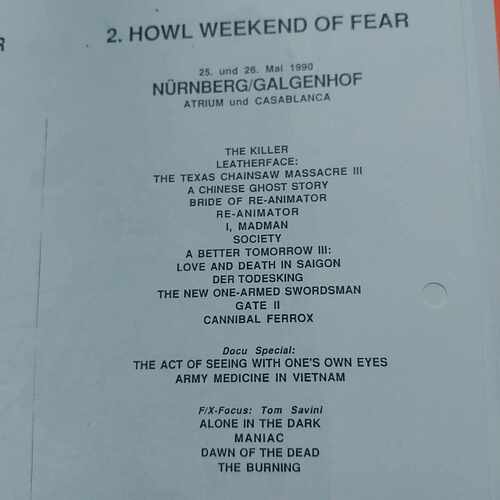 2. Howl Weekend Of Fear Programm 1990