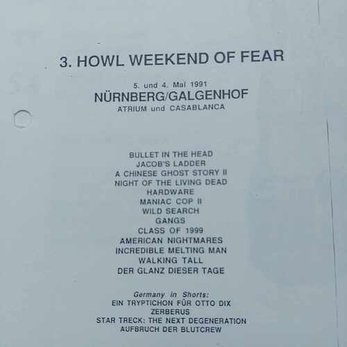 3. Howl Weekend Of Fear Programm 1991